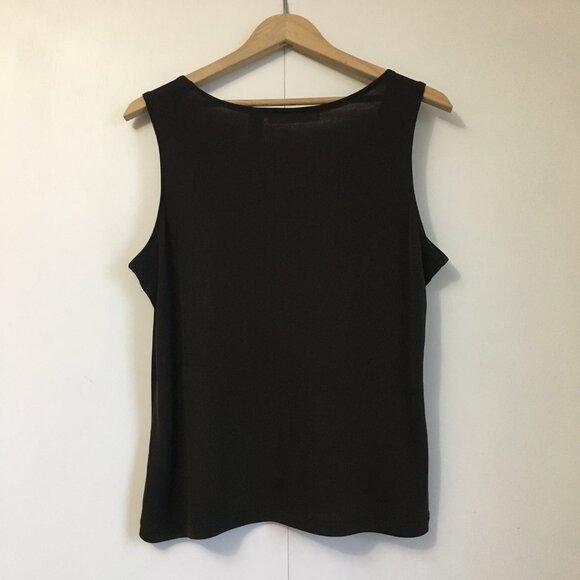 Josephine Chaus Studio Espresso Brown Ribbed Rayon Blend Tank Top - Picture 2 of 10
